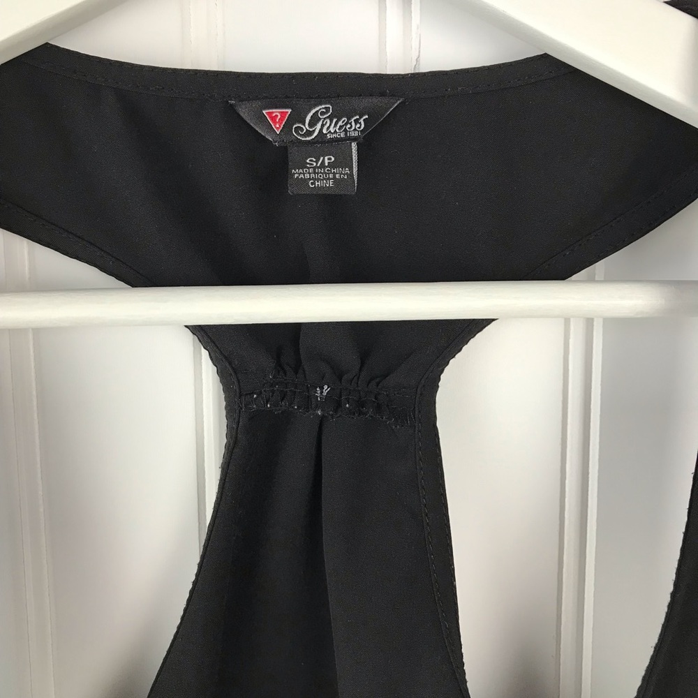 GUESS Black Racer Back Tank Top Button Up - Size S - Picture 3 of 8